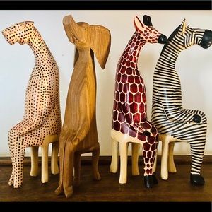 African animal wood figurines